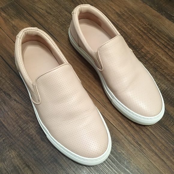 blush pink slip on sneakers